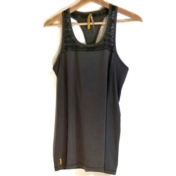LOLE Twist Criss Cross Racerback Mix Media Tank Top Women's Small Dark Grey Camo - Picture 4 of 10